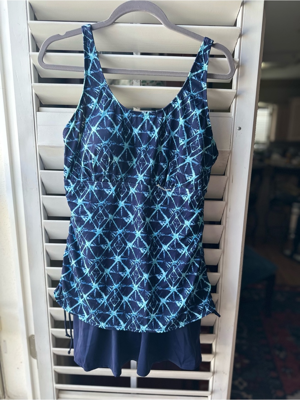 Women’s Navy Blue Printed Tankini Swim Set